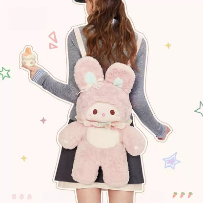 Gamelife Lamb Guli & Rubitu Cute Pink Rabbit Plush Doll Backpack