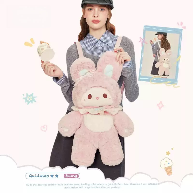 Gamelife Lamb Guli & Rubitu Cute Pink Rabbit Plush Doll Backpack