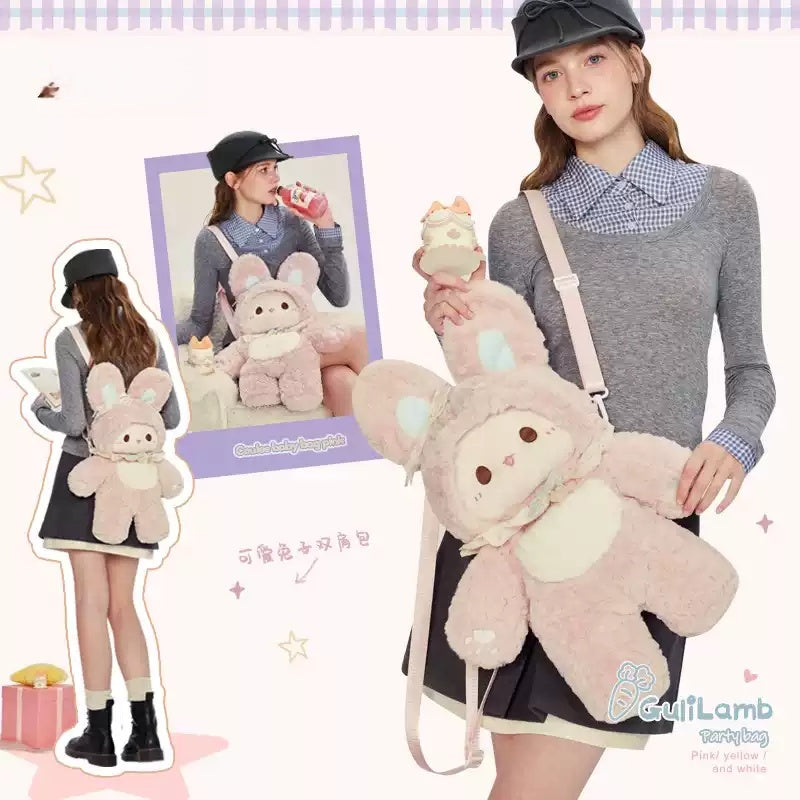 Gamelife Lamb Guli & Rubitu Cute Pink Rabbit Plush Doll Backpack