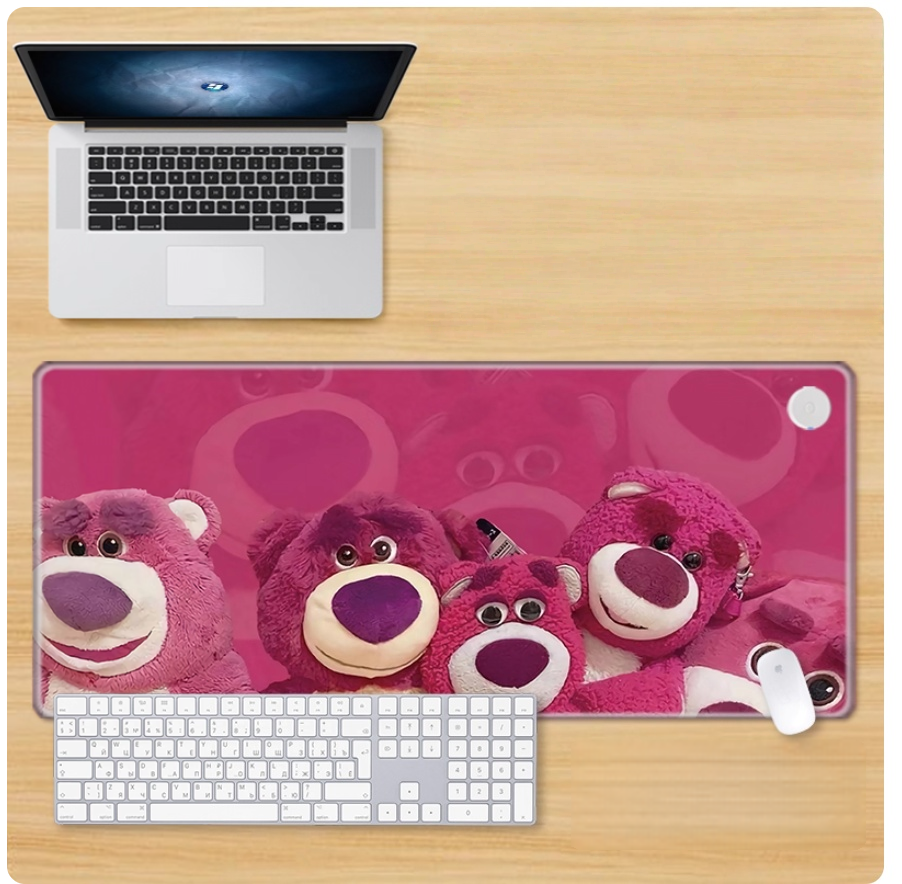 Gamelife Strawberry Bear Mouse Pad- Extra Large Pink