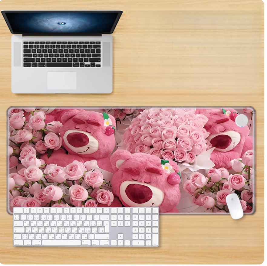 Gamelife Strawberry Bear Mouse Pad- Extra Large Pink