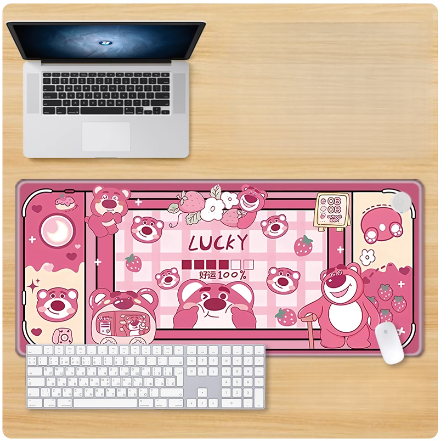 Gamelife Strawberry Bear Mouse Pad- Extra Large Pink