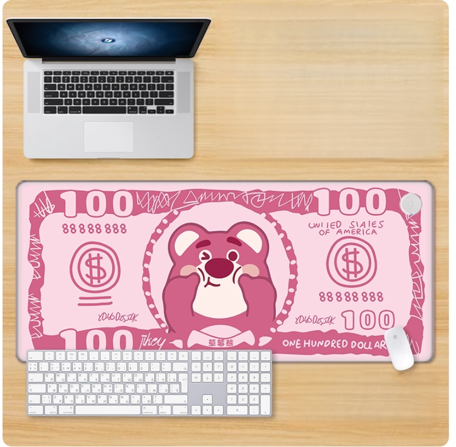 Gamelife Strawberry Bear Mouse Pad- Extra Large Pink