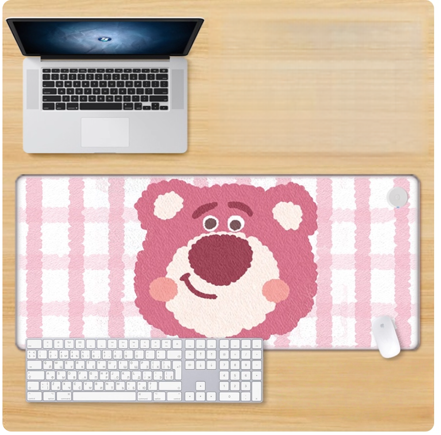 Gamelife Strawberry Bear Mouse Pad- Extra Large Pink