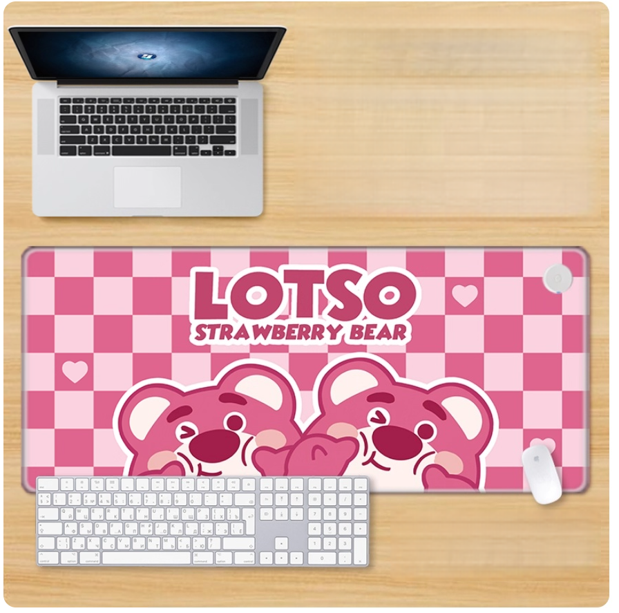 Gamelife Strawberry Bear Mouse Pad- Extra Large Pink